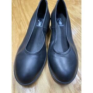 Fly London Wedge Women 8.5 Black Leather Slip-On Round Toe Casual Wear S64